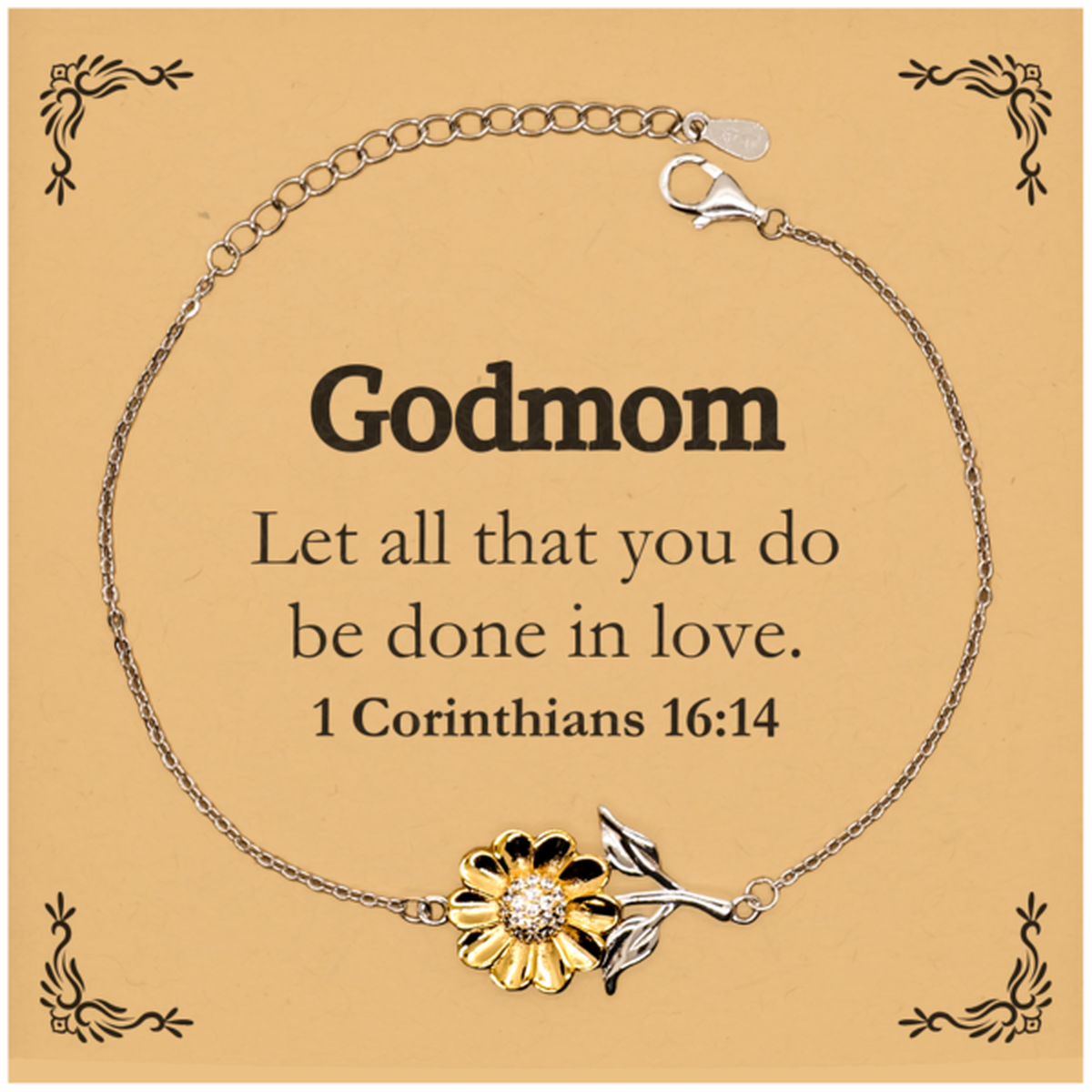 christian godmom gifts let all that you do be done in love bible verse scripture sunflower bracelet baptism confirmation gifts for godmom