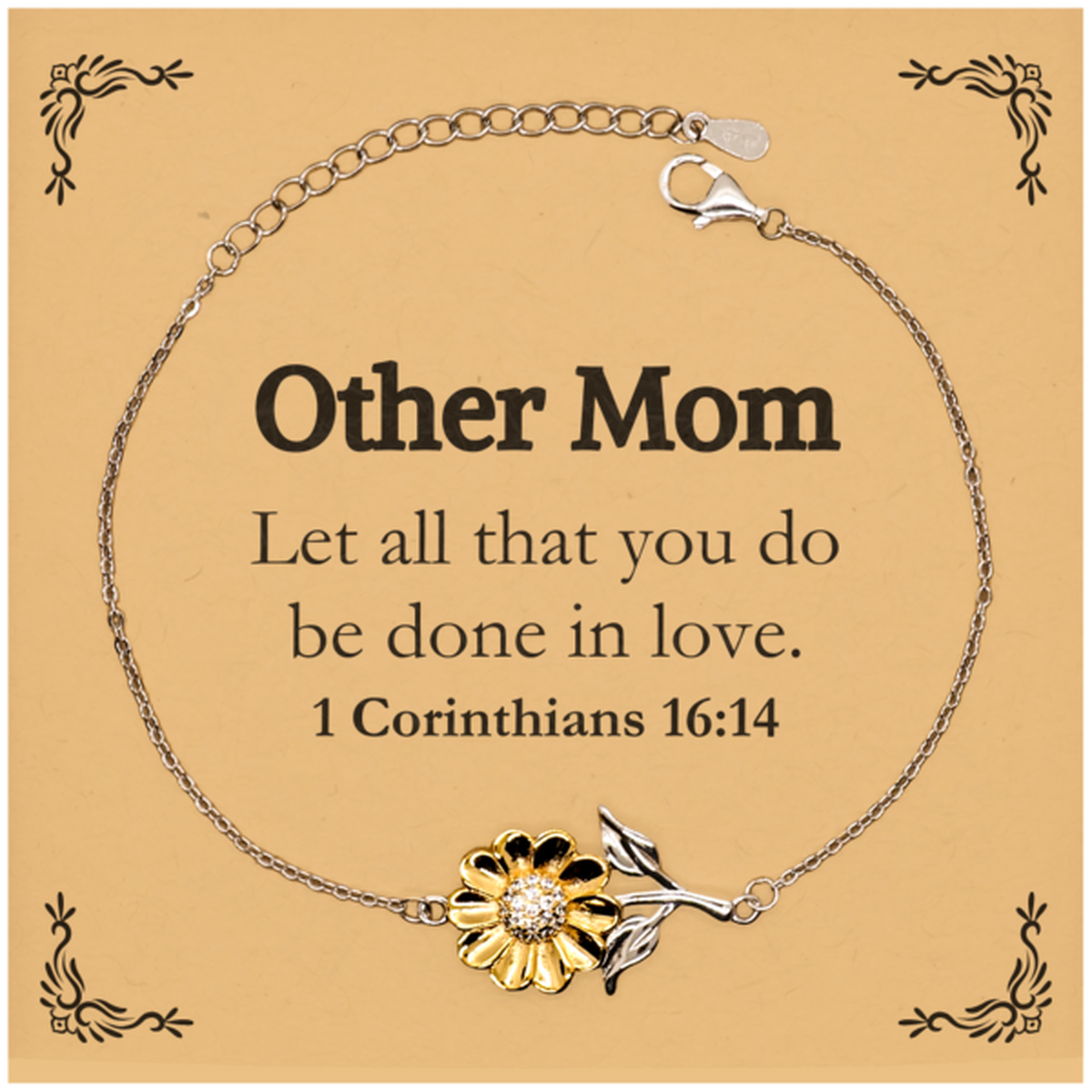 christian other mom gifts let all that you do be done in love bible verse scripture sunflower bracelet baptism confirmation gifts for other mom