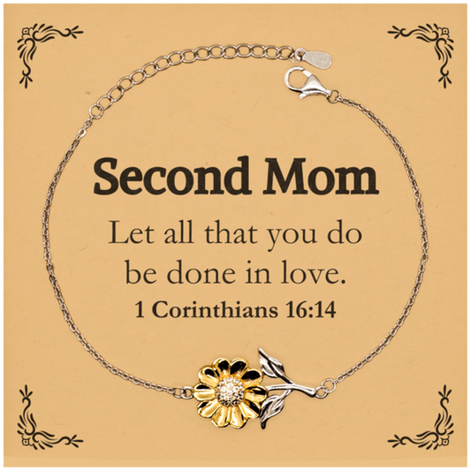 christian second mom gifts let all that you do be done in love bible verse scripture sunflower bracelet baptism confirmation gifts for second mom