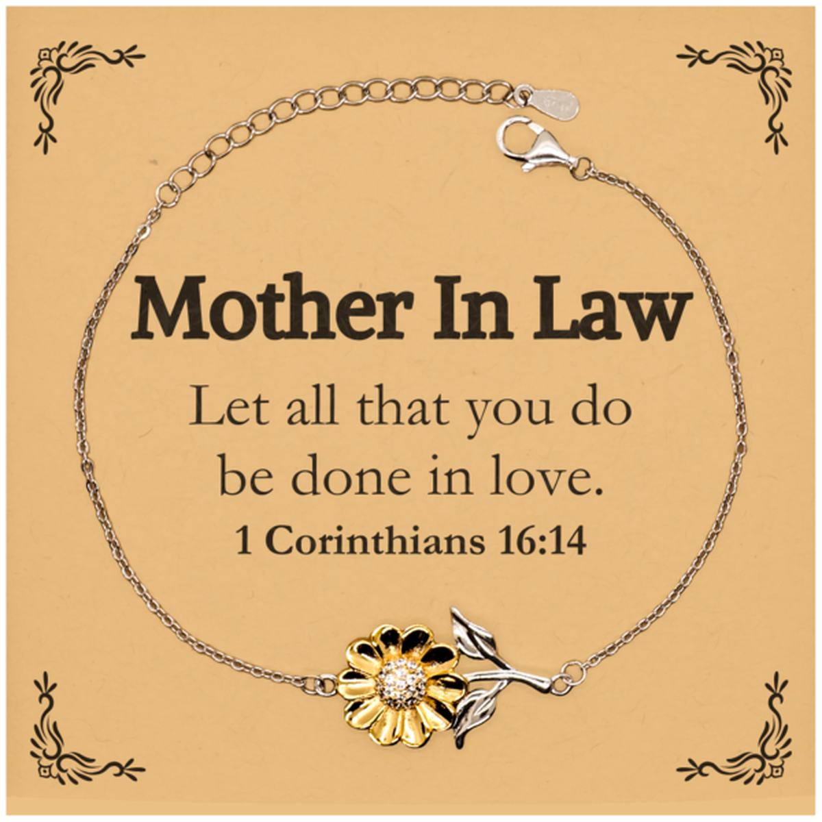 christian mother in law gifts let all that you do be done in love bible verse scripture sunflower bracelet baptism confirmation gifts for mother in law
