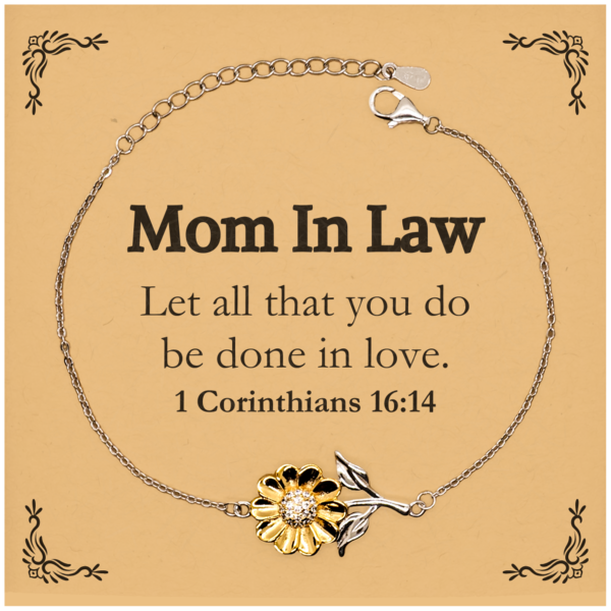 christian mom in law gifts let all that you do be done in love bible verse scripture sunflower bracelet baptism confirmation gifts for mom in law