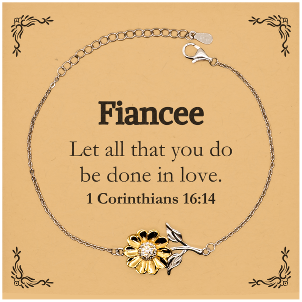 christian fiancee gifts let all that you do be done in love bible verse scripture sunflower bracelet baptism confirmation gifts for fiancee