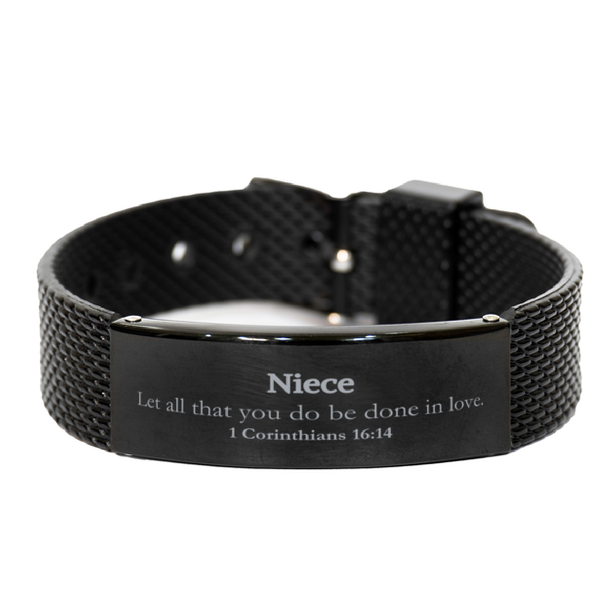 christian niece gifts let all that you do be done in love bible verse scripture black shark mesh bracelet baptism confirmation gifts for niece