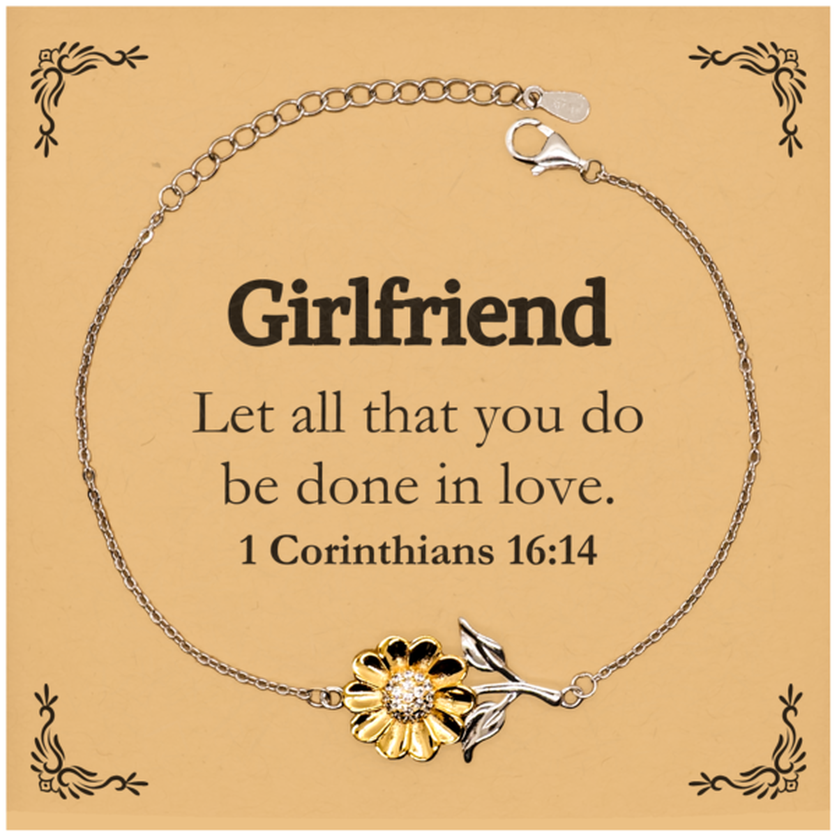 christian girlfriend gifts let all that you do be done in love bible verse scripture sunflower bracelet baptism confirmation gifts for girlfriend