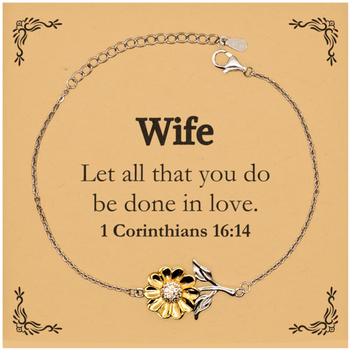 christian wife gifts let all that you do be done in love bible verse scripture sunflower bracelet baptism confirmation gifts for wife