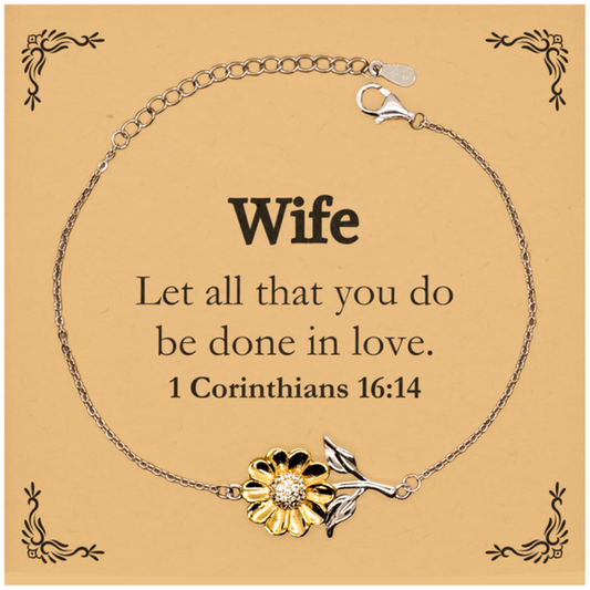 christian wife gifts let all that you do be done in love bible verse scripture sunflower bracelet baptism confirmation gifts for wife