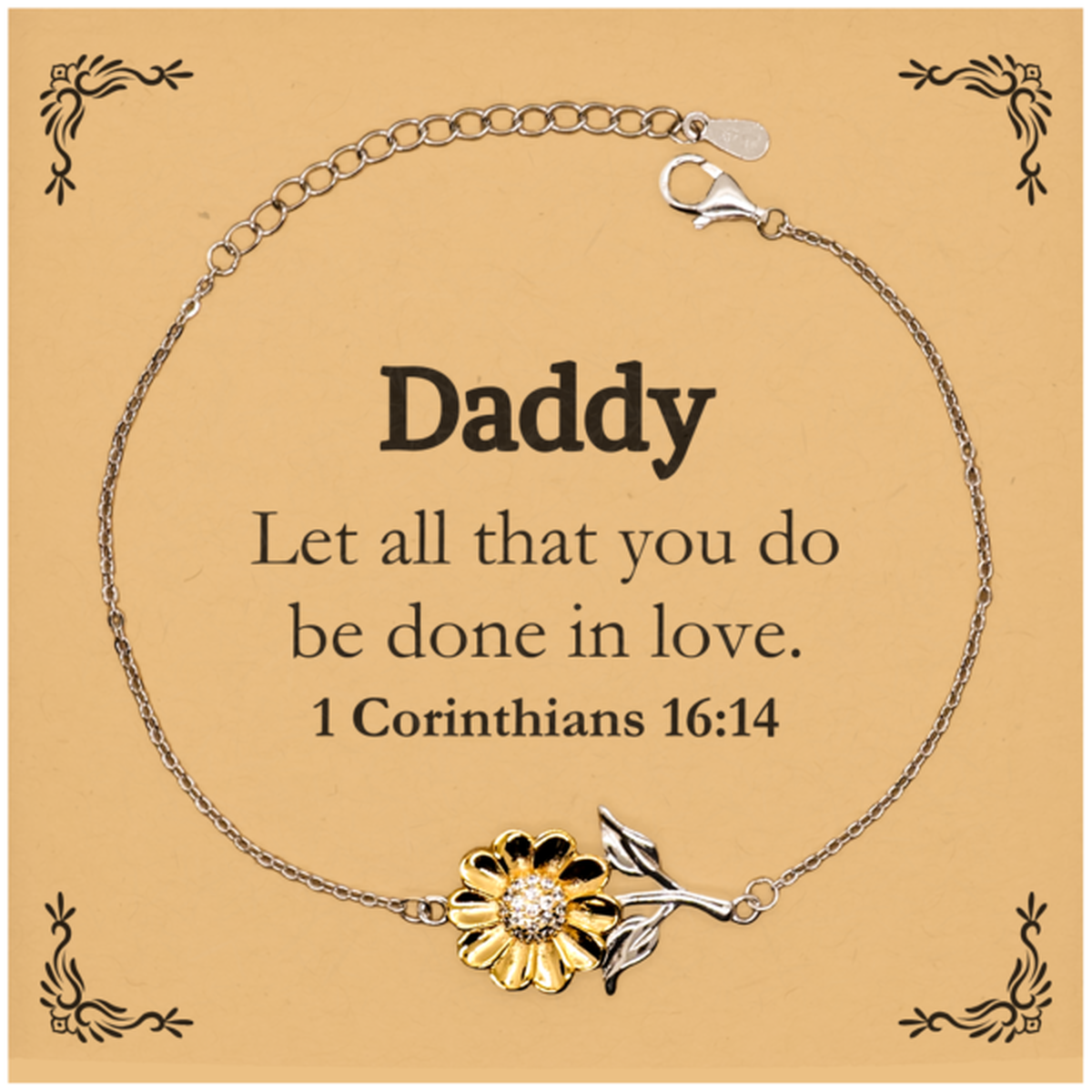 christian daddy gifts let all that you do be done in love bible verse scripture sunflower bracelet baptism confirmation gifts for daddy