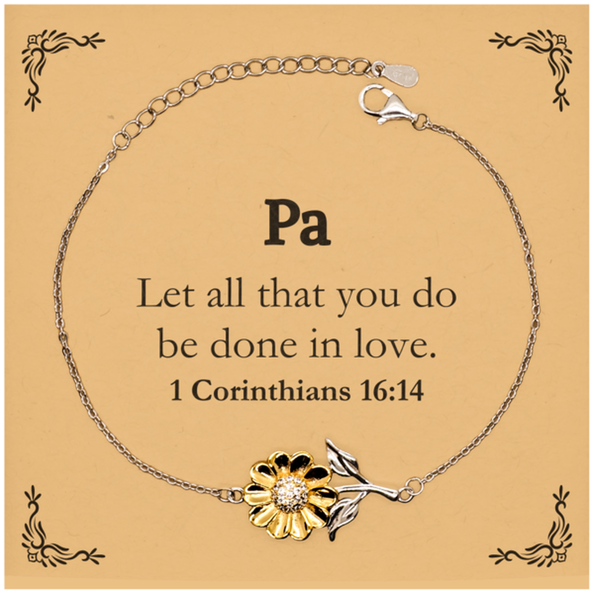christian pa gifts let all that you do be done in love bible verse scripture sunflower bracelet baptism confirmation gifts for pa