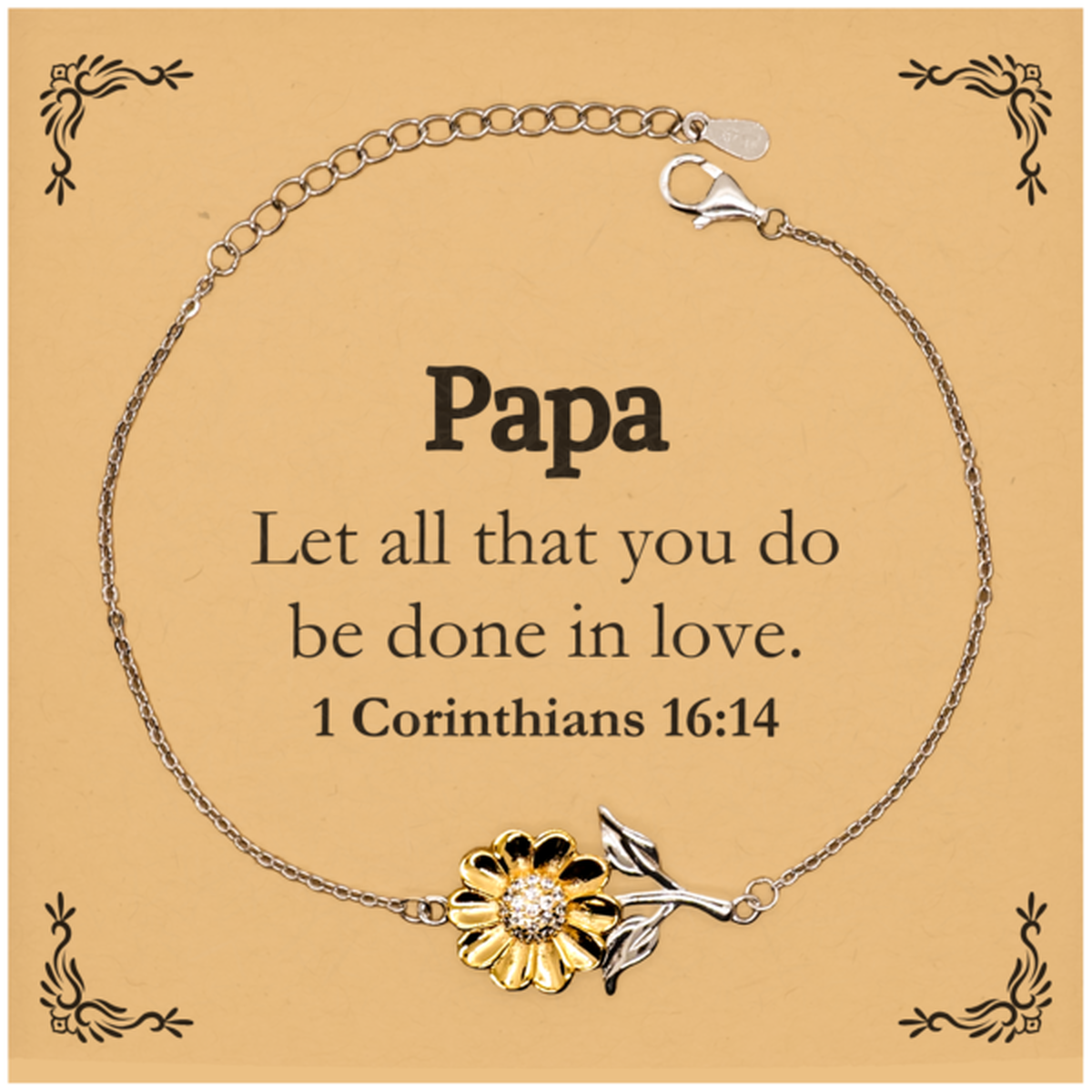 christian papa gifts let all that you do be done in love bible verse scripture sunflower bracelet baptism confirmation gifts for papa