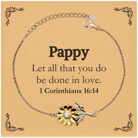 christian pappy gifts let all that you do be done in love bible verse scripture sunflower bracelet baptism confirmation gifts for pappy