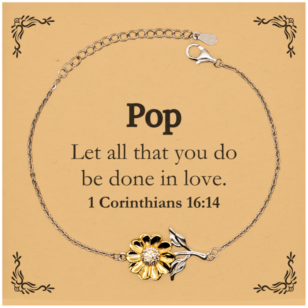 christian pop gifts let all that you do be done in love bible verse scripture sunflower bracelet baptism confirmation gifts for pop