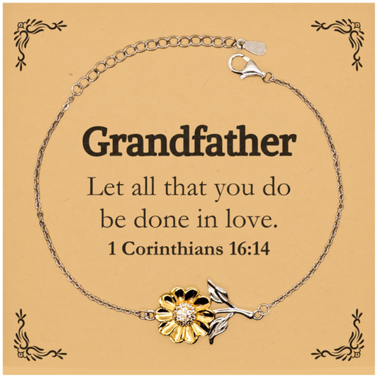 christian grandfather gifts let all that you do be done in love bible verse scripture sunflower bracelet baptism confirmation gifts for grandfather