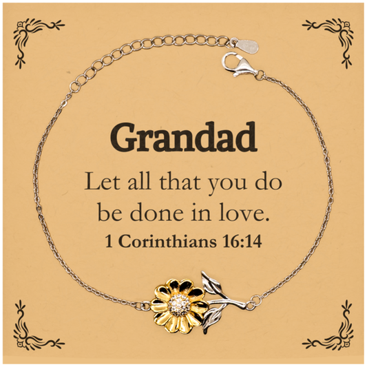 christian grandad gifts let all that you do be done in love bible verse scripture sunflower bracelet baptism confirmation gifts for grandad