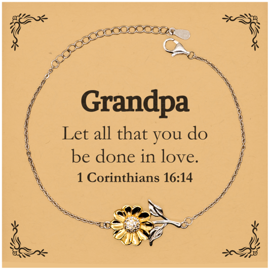 christian grandpa gifts let all that you do be done in love bible verse scripture sunflower bracelet baptism confirmation gifts for grandpa