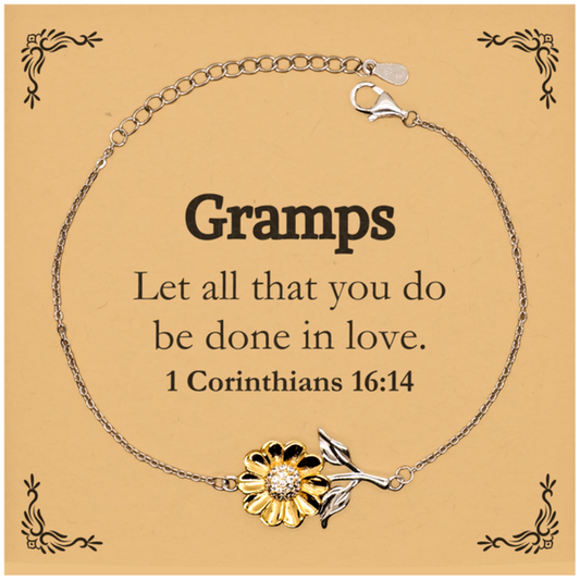 christian gramps gifts let all that you do be done in love bible verse scripture sunflower bracelet baptism confirmation gifts for gramps