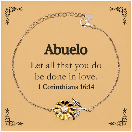 christian abuelo gifts let all that you do be done in love bible verse scripture sunflower bracelet baptism confirmation gifts for abuelo