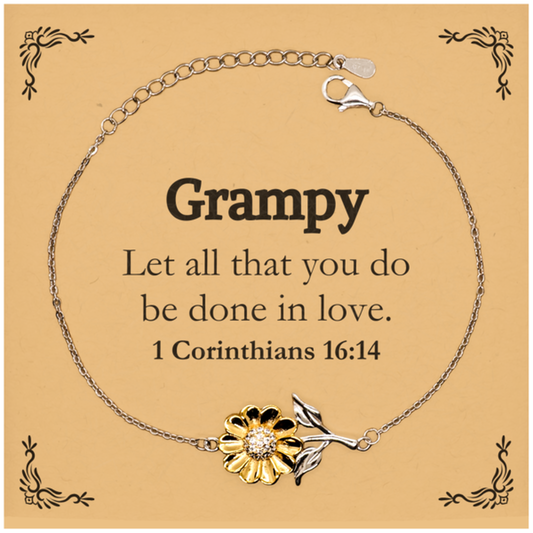 christian grampy gifts let all that you do be done in love bible verse scripture sunflower bracelet baptism confirmation gifts for grampy
