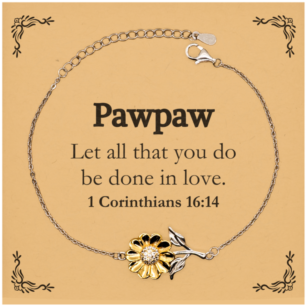 christian pawpaw gifts let all that you do be done in love bible verse scripture sunflower bracelet baptism confirmation gifts for pawpaw