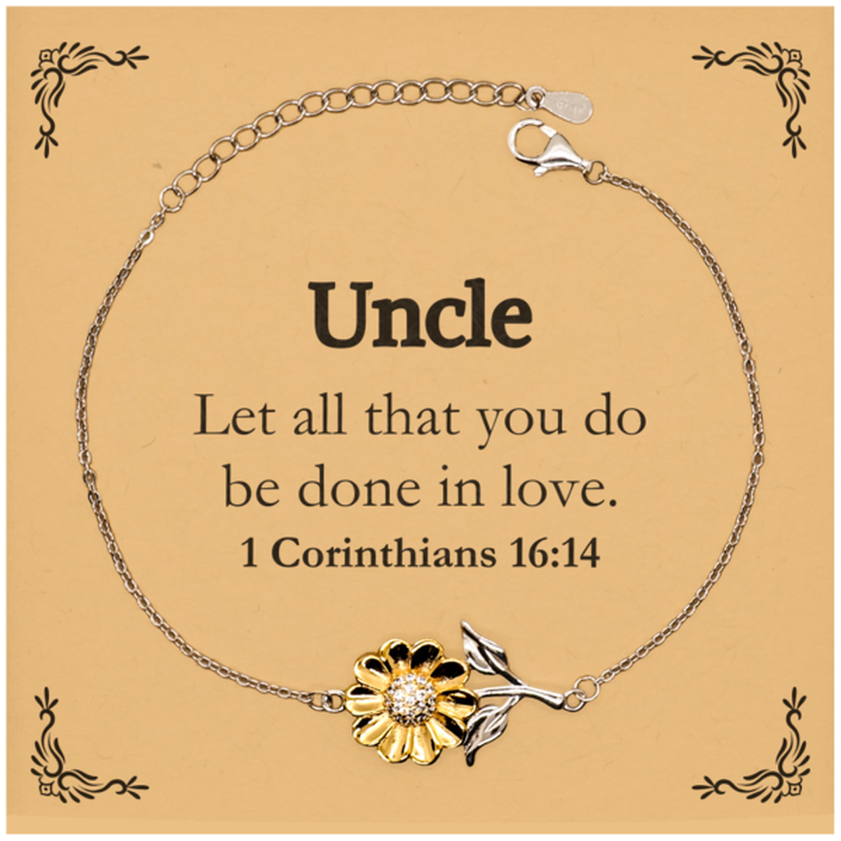christian uncle gifts let all that you do be done in love bible verse scripture sunflower bracelet baptism confirmation gifts for uncle