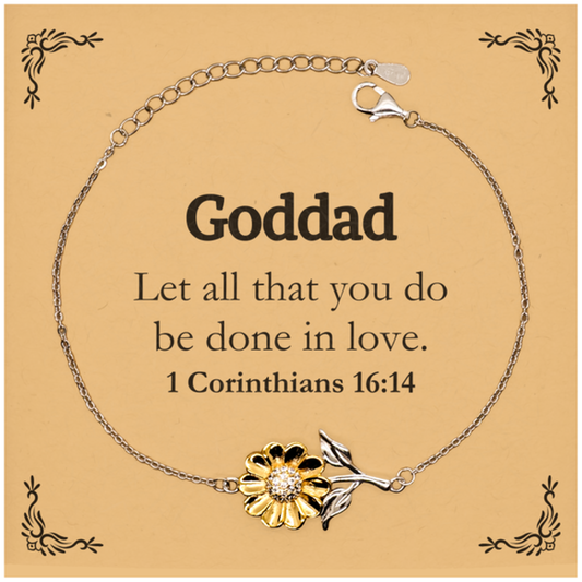 christian goddad gifts let all that you do be done in love bible verse scripture sunflower bracelet baptism confirmation gifts for goddad