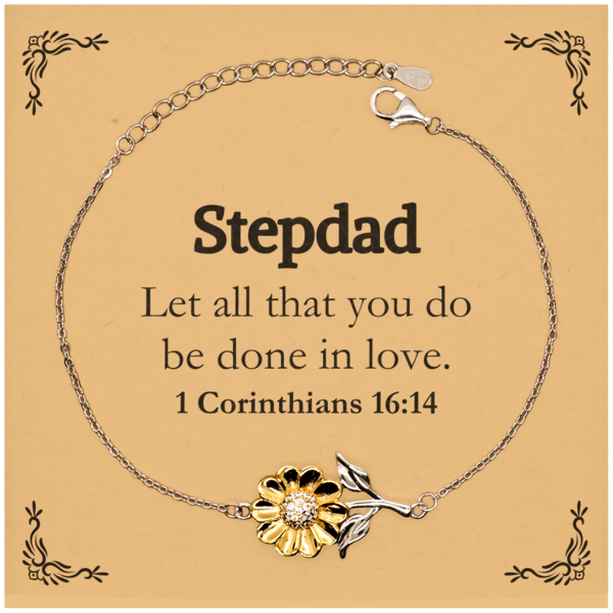 christian stepdad gifts let all that you do be done in love bible verse scripture sunflower bracelet baptism confirmation gifts for stepdad