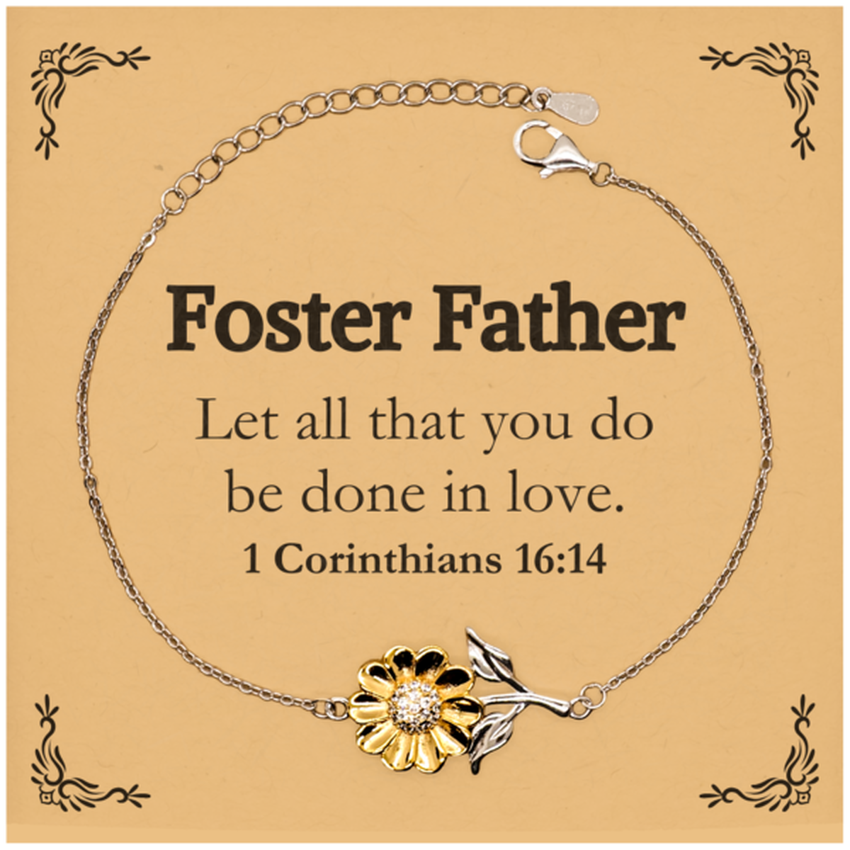 christian foster father gifts let all that you do be done in love bible verse scripture sunflower bracelet baptism confirmation gifts for foster father