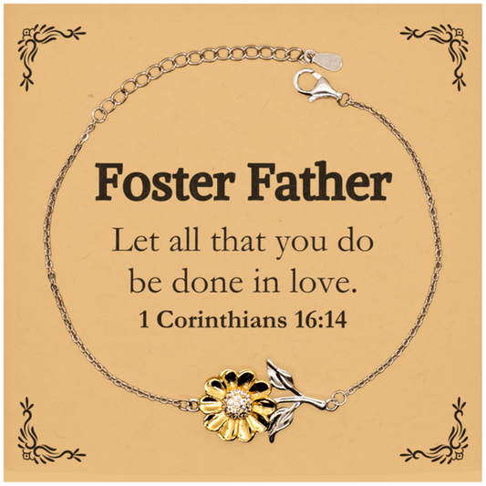 christian foster father gifts let all that you do be done in love bible verse scripture sunflower bracelet baptism confirmation gifts for foster father