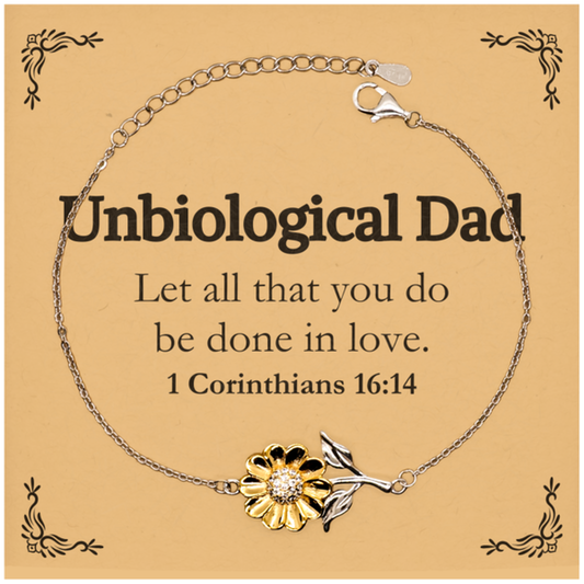 christian unbiological dad gifts let all that you do be done in love bible verse scripture sunflower bracelet baptism confirmation gifts for unbiological dad