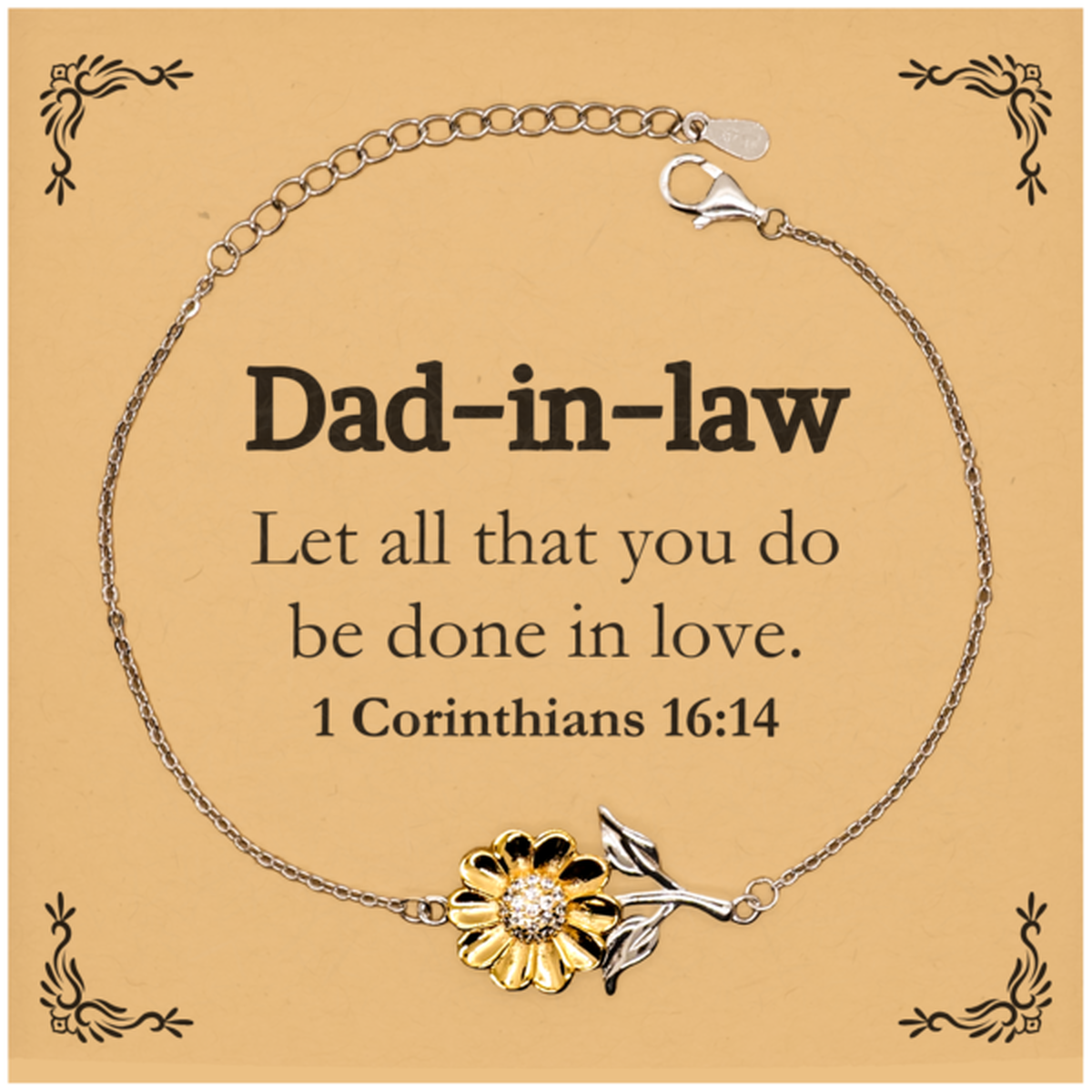 christian dad in law gifts let all that you do be done in love bible verse scripture sunflower bracelet baptism confirmation gifts for dad in law