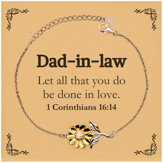 christian dad in law gifts let all that you do be done in love bible verse scripture sunflower bracelet baptism confirmation gifts for dad in law