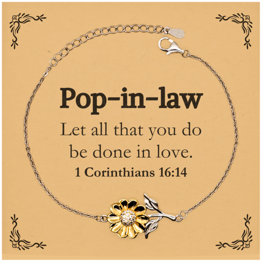 christian pop in law gifts let all that you do be done in love bible verse scripture sunflower bracelet baptism confirmation gifts for pop in law