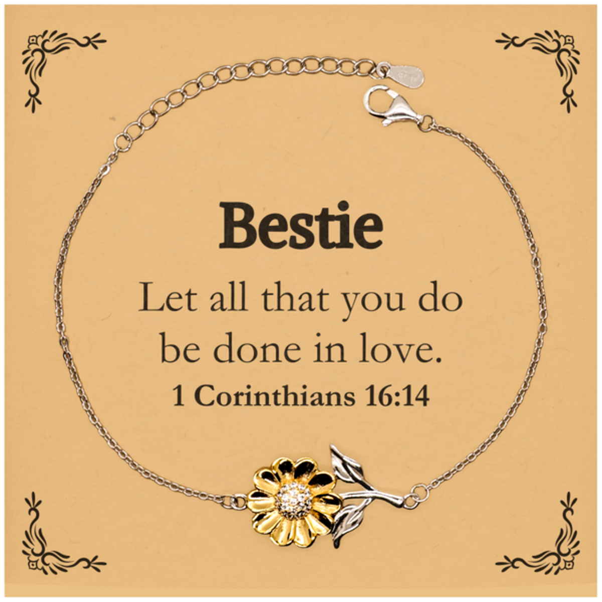christian bestie gifts let all that you do be done in love bible verse scripture sunflower bracelet baptism confirmation gifts for bestie