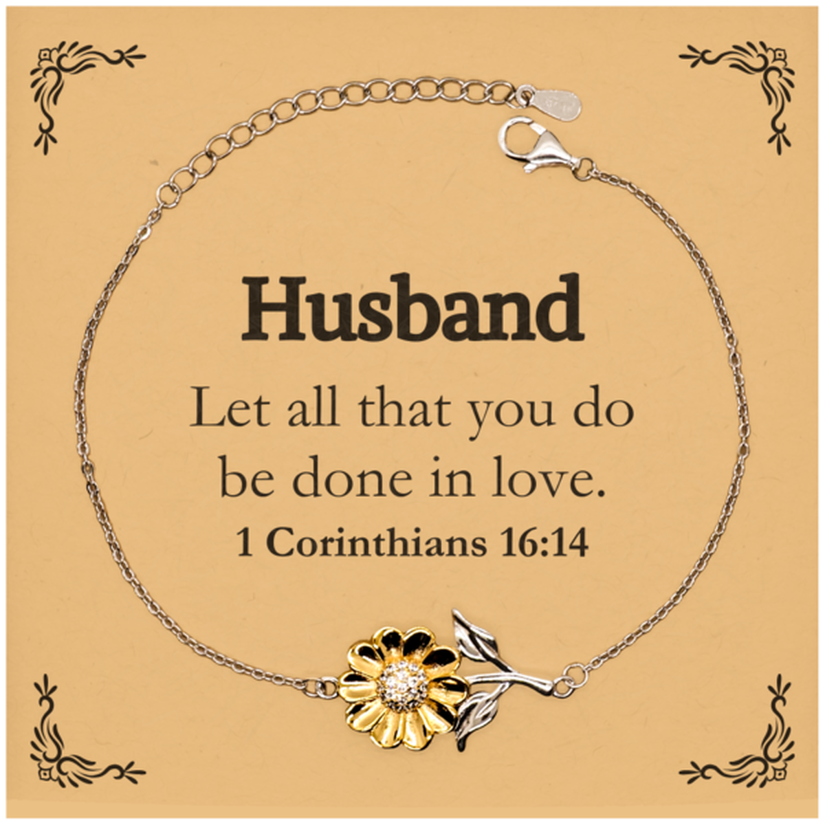 christian husband gifts let all that you do be done in love bible verse scripture sunflower bracelet baptism confirmation gifts for husband