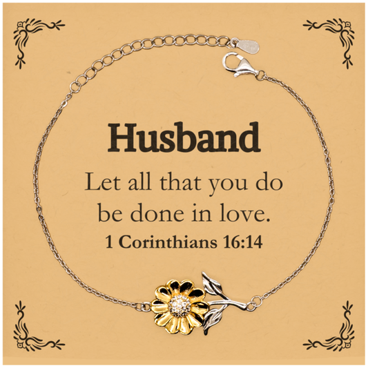 christian husband gifts let all that you do be done in love bible verse scripture sunflower bracelet baptism confirmation gifts for husband