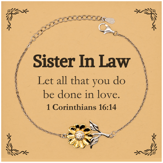 christian sister in law gifts let all that you do be done in love bible verse scripture sunflower bracelet baptism confirmation gifts for sister in law