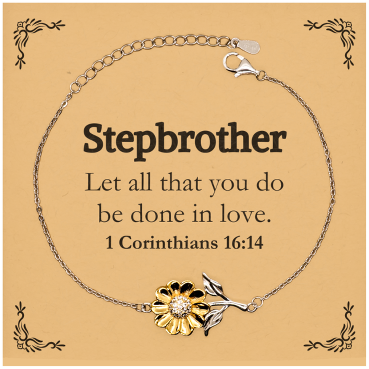christian stepbrother gifts let all that you do be done in love bible verse scripture sunflower bracelet baptism confirmation gifts for stepbrother