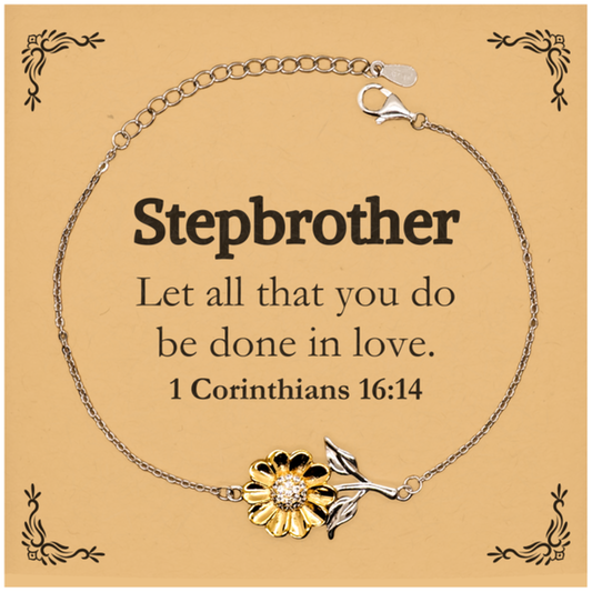 christian stepbrother gifts let all that you do be done in love bible verse scripture sunflower bracelet baptism confirmation gifts for stepbrother