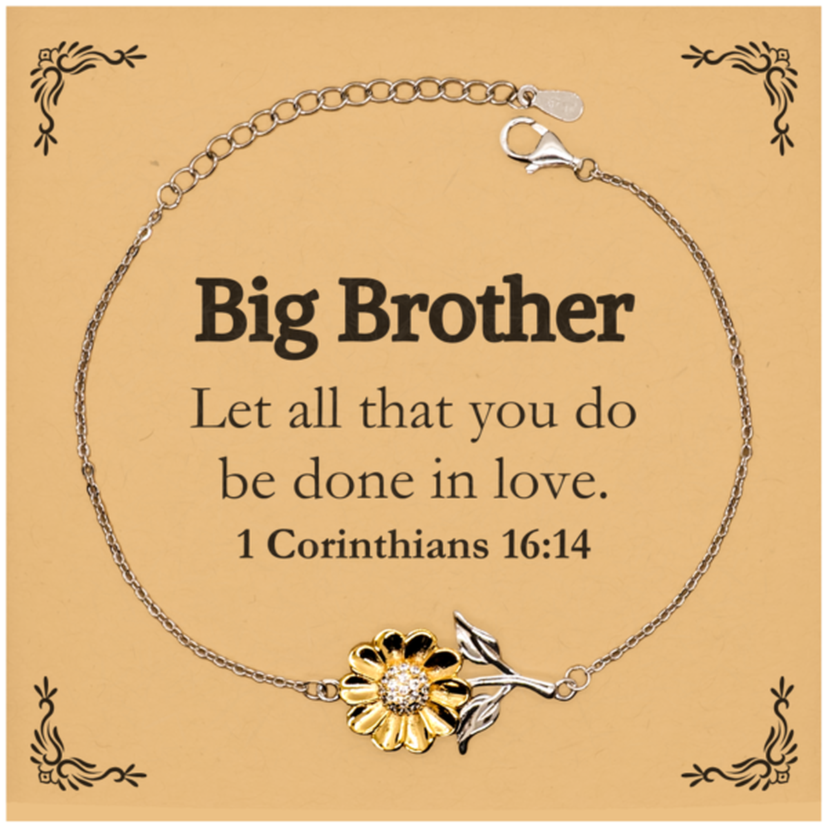 christian big brother gifts let all that you do be done in love bible verse scripture sunflower bracelet baptism confirmation gifts for big brother