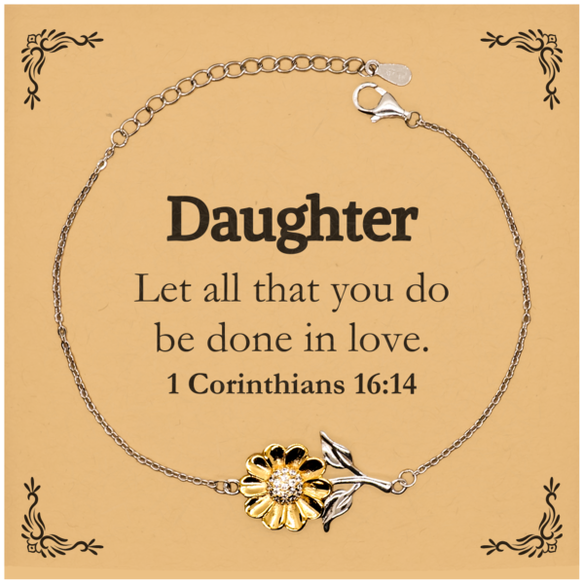 christian daughter gifts let all that you do be done in love bible verse scripture sunflower bracelet baptism confirmation gifts for daughter