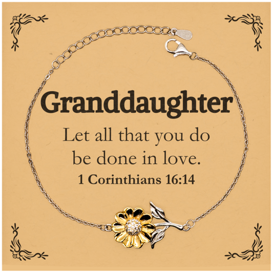 christian granddaughter gifts let all that you do be done in love bible verse scripture sunflower bracelet baptism confirmation gifts for granddaughter