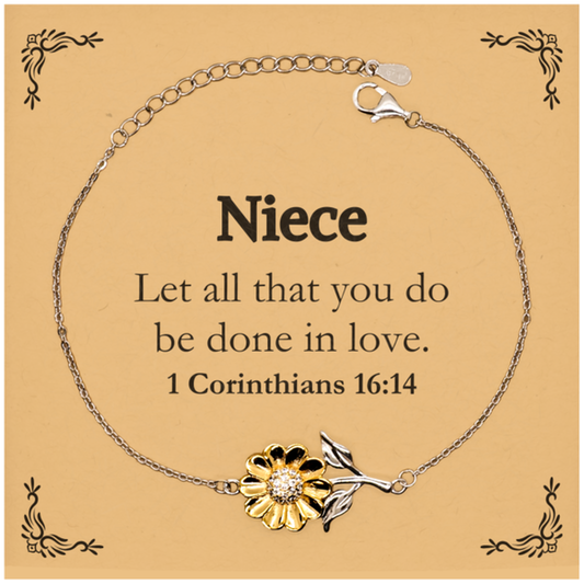 christian niece gifts let all that you do be done in love bible verse scripture sunflower bracelet baptism confirmation gifts for niece