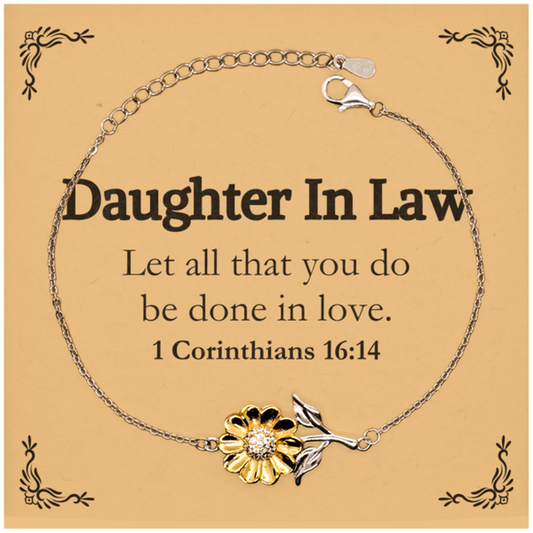 christian daughter in law gifts let all that you do be done in love bible verse scripture sunflower bracelet baptism confirmation gifts for daughter in law
