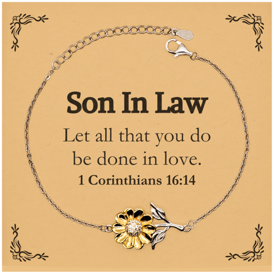 christian son in law gifts let all that you do be done in love bible verse scripture sunflower bracelet baptism confirmation gifts for son in law