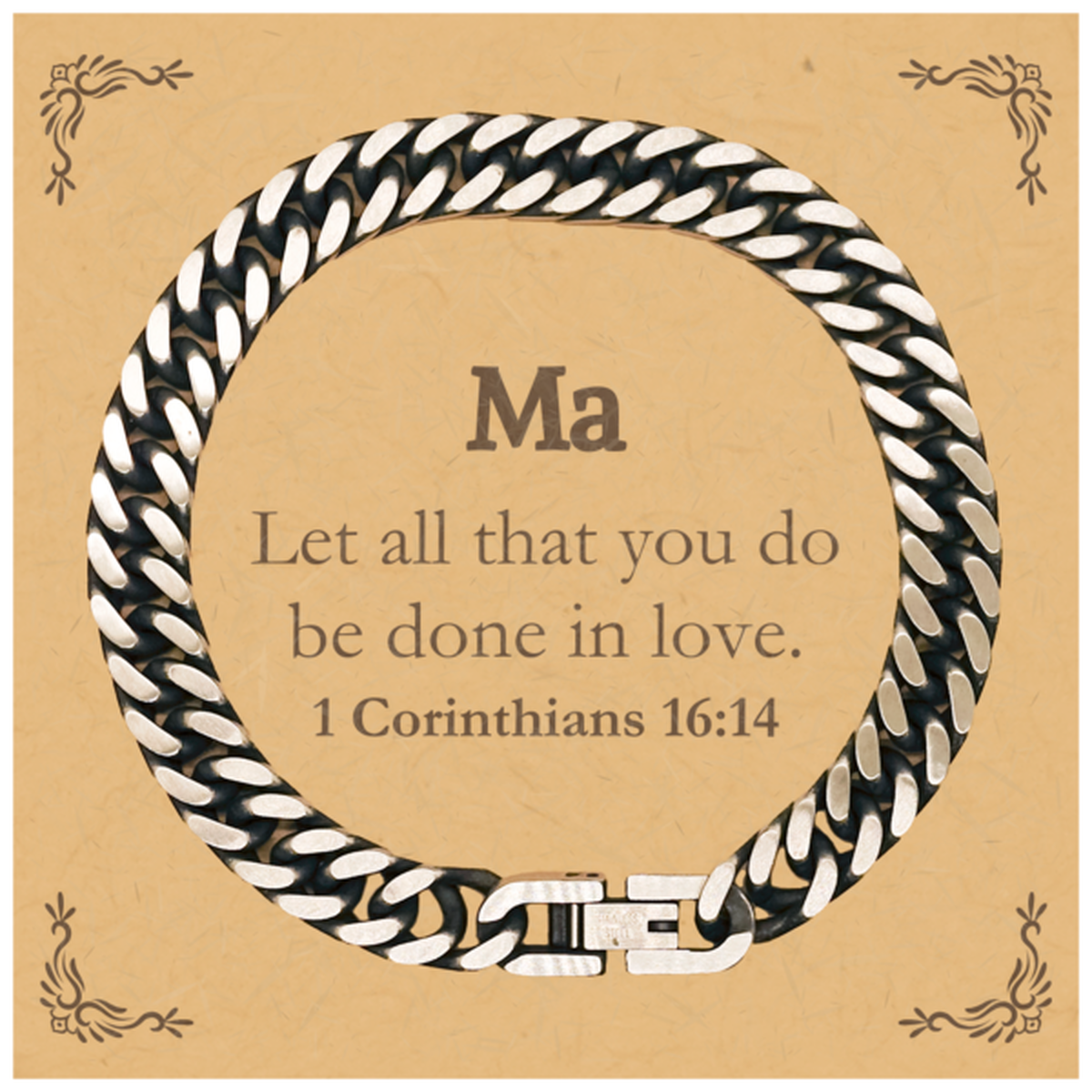 christian ma gifts let all that you do be done in love bible verse scripture cuban link chain bracelet baptism confirmation gifts for ma