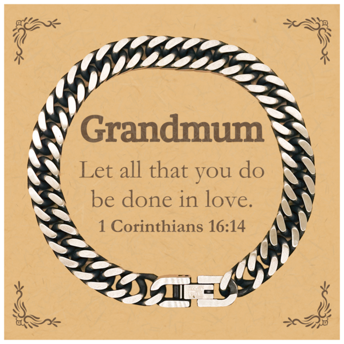 christian grandmum gifts let all that you do be done in love bible verse scripture cuban link chain bracelet baptism confirmation gifts for grandmum
