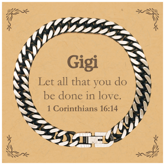 christian gigi gifts let all that you do be done in love bible verse scripture cuban link chain bracelet baptism confirmation gifts for gigi