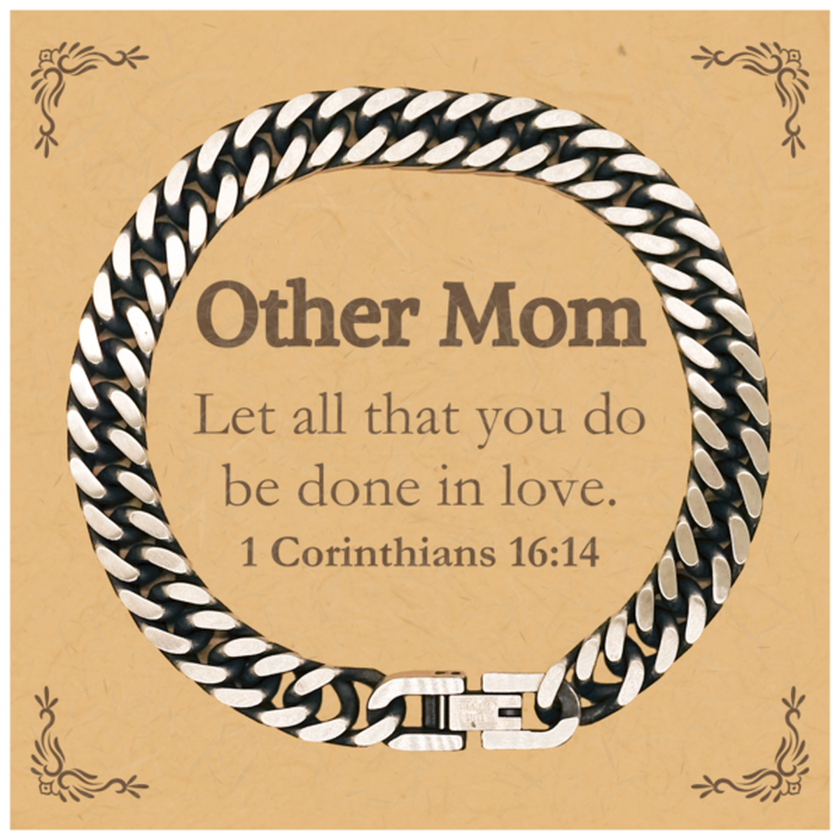 christian other mom gifts let all that you do be done in love bible verse scripture cuban link chain bracelet baptism confirmation gifts for other mom