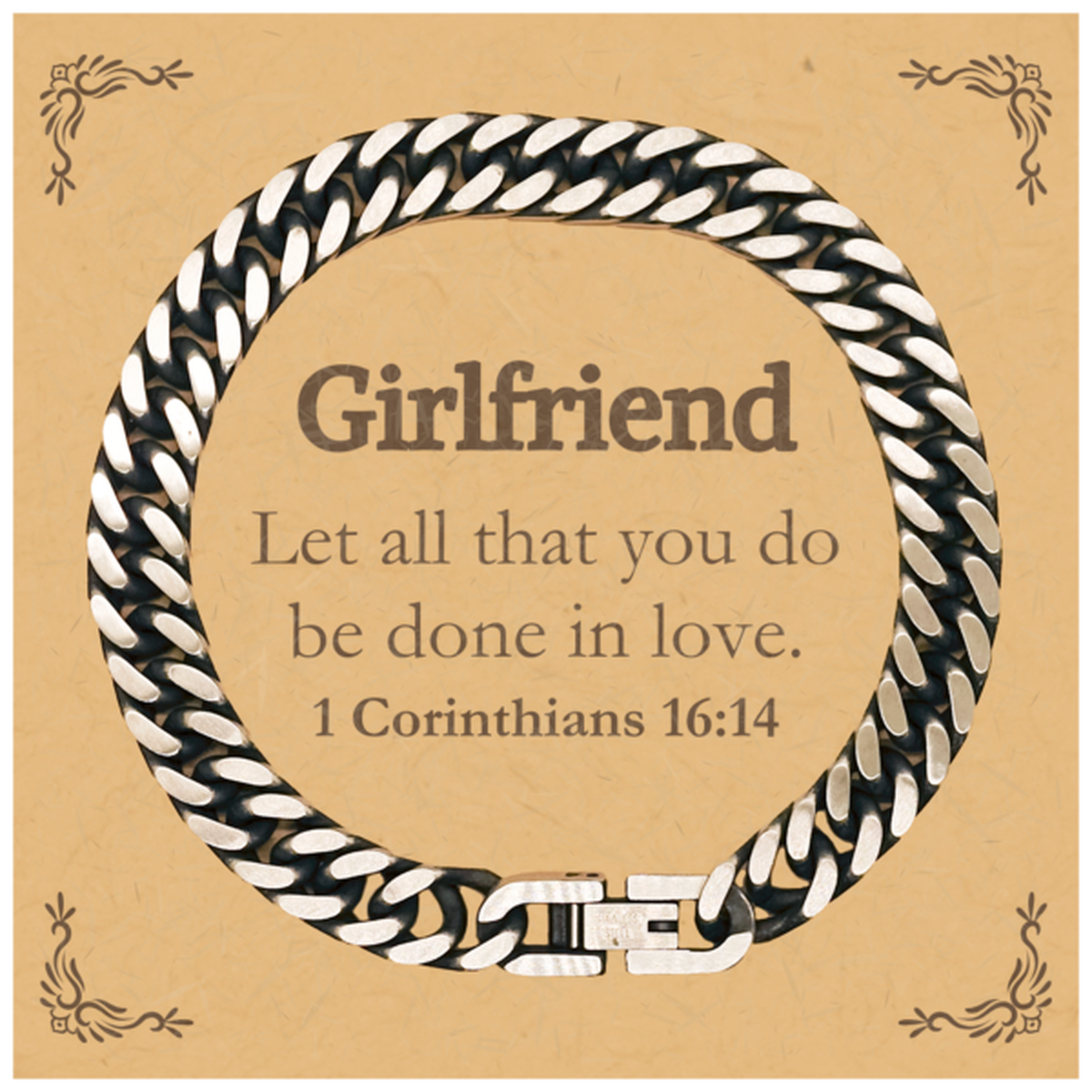 christian girlfriend gifts let all that you do be done in love bible verse scripture cuban link chain bracelet baptism confirmation gifts for girlfriend