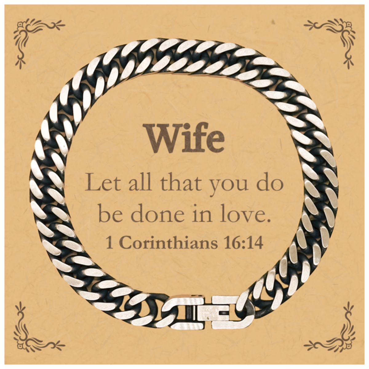 christian wife gifts let all that you do be done in love bible verse scripture cuban link chain bracelet baptism confirmation gifts for wife