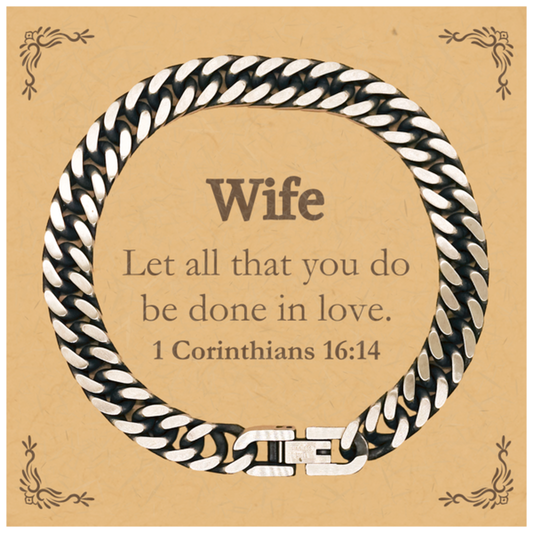 christian wife gifts let all that you do be done in love bible verse scripture cuban link chain bracelet baptism confirmation gifts for wife
